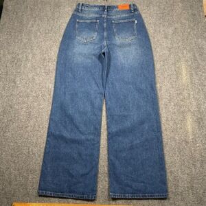 Women's HDLTE Size M High Waist Wide Leg Streetwear Casual Jeans Y2K 28x30